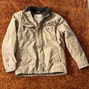 American Eagle Outfitters Beige Field Jacket with Dark Collar